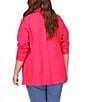 Color:Deep Pink - Image 2 - MICHAEL Michael Kors Plus Size Ponte Knit Notch Lapel Long Sleeve Button Front Blazer