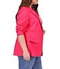 Color:Deep Pink - Image 3 - MICHAEL Michael Kors Plus Size Ponte Knit Notch Lapel Long Sleeve Button Front Blazer