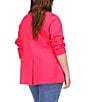 Color:Deep Pink - Image 4 - MICHAEL Michael Kors Plus Size Ponte Knit Notch Lapel Long Sleeve Button Front Blazer