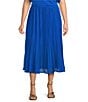 Color:Grecian Blue - Image 1 - MICHAEL Michael Kors Plus Size Recycled Polyester Midi Pleated Elastic Waist Skirt