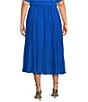 Color:Grecian Blue - Image 2 - MICHAEL Michael Kors Plus Size Recycled Polyester Midi Pleated Elastic Waist Skirt
