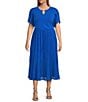 Color:Grecian Blue - Image 3 - MICHAEL Michael Kors Plus Size Recycled Polyester Midi Pleated Elastic Waist Skirt
