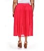 Color:Deep Pink - Image 2 - MICHAEL Michael Kors Plus Size Recycled Polyester Midi Pleated Elastic Waist Skirt