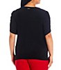 Color:Black - Image 2 - MICHAEL Michael Kors Plus Size Solid Lux Matte Jersey Crew Neck Tulip Short Sleeve Shirt