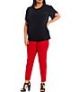 Color:Black - Image 3 - MICHAEL Michael Kors Plus Size Solid Lux Matte Jersey Crew Neck Tulip Short Sleeve Shirt