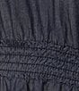 Color:Indigo Rinse - Image 3 - MICHAEL Michael Kors Plus Size Tencel Twill Crew Neck Long Sleeve Cut-Out A-Line Dress