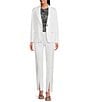 Color:White - Image 3 - MICHAEL Michael Kors Ponte Knit Notch Lapel Long Sleeve Flap Pocket Button Front Coordinating Blazer