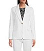 Color:White - Image 4 - MICHAEL Michael Kors Ponte Knit Notch Lapel Long Sleeve Flap Pocket Button Front Coordinating Blazer