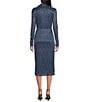 Color:Blueberry - Image 2 - MICHAEL Michael Kors Printed Metallic Point Collar V-Neck Long Sleeve Front Twist Sheath Dress