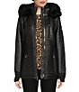 Color:Black - Image 4 - MICHAEL Michael Kors Quilted Faux Fur Hooded Moto Jacket