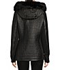 Color:Black - Image 5 - MICHAEL Michael Kors Quilted Faux Fur Hooded Moto Jacket