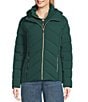 Michael Kors MICHAEL Michael Kors Quilted Stand Collar Hooded Water Resistant Zip Front Down Puffer Jacket, Color:Dark Emera - Image 2