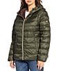 Michael Kors MICHAEL Michael Kors Reversible Feather Down Quilted Hooded Zip Front Puffer Jacket, Color:Ivy - Image 1
