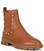 Color:Luggage - Image 1 - MICHAEL Michael Kors Ridley Studded Leather Gore Lug Sole Booties