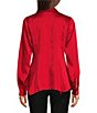 Color:Crimson - Image 2 - MICHAEL Michael Kors Satin Woven Point Collar Long Sleeve Button-Front Shirt