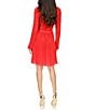 Color:Deep Pink - Image 2 - MICHAEL Michael Kors Solid Eco Poly Keyhole V-Neck Elastic Sleeve Cuff Fit & Flare Dress