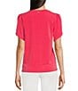 Color:Geranium - Image 2 - MICHAEL Michael Kors Solid Lux Matte Jersey Tulip Sleeve Shirt