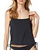 MICHAEL Michael Kors Solid Square Neck Grommet Tankini Swim Top - Image 1