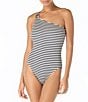 MICHAEL Michael Kors St. Tropez Stripe One Shoulder Moderate Coverage One Piece Swimsuit - Image 1