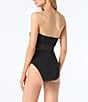 Color:Black - Image 2 - MICHAEL Michael Kors Strapless Mesh Inset Belted Bandeau One Piece Swimsuit