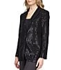 Color:Black - Image 4 - MICHAEL Michael Kors Stripe Sequin Crepe Notch Collar Long Sleeve Mensy Blazer