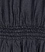 Color:Indigo Rinse - Image 3 - MICHAEL Michael Kors Tencel Twill Crew Neck Long Sleeve Cut-Out A-Line Dress
