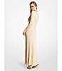 Color:Gold - Image 5 - MICHAEL Michael Kors V-Neck Side Cut-Out O Ring Maxi Dress