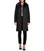 Michael Kors MICHAEL Michael Kors Wool Blend Faux Fur Trim Peter Pan Stand Collar Button Front Peacoat, Color:Black - Image 1