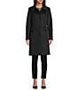 Michael Kors MICHAEL Michael Kors Wool Blend Faux Fur Trim Peter Pan Stand Collar Button Front Peacoat, Color:Black - Image 4
