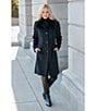 Michael Kors MICHAEL Michael Kors Wool Blend Faux Fur Trim Peter Pan Stand Collar Button Front Peacoat, Color:Black - Image 8