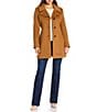 Michael Kors MICHAEL Michael Kors Wool Blend Notch Lapel Button Front Peacoat, Color:Dark Camel - Image 3