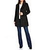 Michael Kors MICHAEL Michael Kors Wool Blend Notch Lapel Button Front Peacoat, Color:Black - Image 4