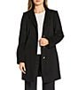 Michael Kors MICHAEL Michael Kors Wool Blend Tulip Collar Semi Fitted Button Front Single Breasted Coat, Color:Black - Image 1