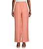 Color:Blush Peach - Image 2 - Mid Rise Pull-On Wide Leg Pants