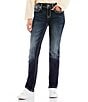 Color:Dark Blue - Image 1 - Mid Rise Stitched Flap Pocket Straight Jeans