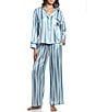 Midnight Bakery Blue Stripe Print Long Sleeve Notch Collar Satin Pant Pajama Set - Image 1