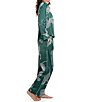 Midnight Bakery Cat Print Notch Collar Long Sleeve Satin Long Pajama Set - Image 3