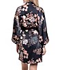 Midnight Bakery Floral Print 3/4 Sleeve Stretch Satin Short Robe - Image 2