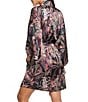 Midnight Bakery Jungle Print 3/4 Sleeve Shawl Collar Satin Coordinating Short Robe - Image 2