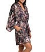 Midnight Bakery Jungle Print 3/4 Sleeve Shawl Collar Satin Coordinating Short Robe - Image 3