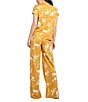 Midnight Bakery Jungle Print Short Sleeve Notch Collar Woven Pajama Set, Color:Yellow - Image 2