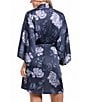 Midnight Bakery Satin Floral Print 3/4 Sleeve Short Robe - Image 2