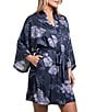 Midnight Bakery Satin Floral Print 3/4 Sleeve Short Robe - Image 3