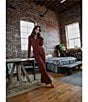 Midnight Bakery Solid Lightweight Plisse Long Sleeve Notch Collar Long Pajama Set - Image 4