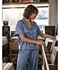 Midnight Bakery Solid Short Sleeve Notch Collar Satin Long Pajama Set - Image 4
