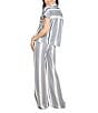 Midnight Bakery Stripe Print Short Sleeve Notch Collar Woven Pajama Set, Color:Blue - Image 2