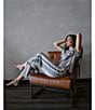 Midnight Bakery Stripe Print Short Sleeve Notch Collar Woven Pajama Set, Color:Blue - Image 5