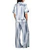 Midnight Bakery Striped Short Sleeve Notch Collar Satin Shirt & Wide-Leg Pant Pajama Set, Color:Blue Stripe - Image 2
