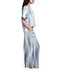 Midnight Bakery Striped Short Sleeve Notch Collar Satin Shirt & Wide-Leg Pant Pajama Set, Color:Blue Stripe - Image 3