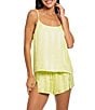 Midnight Bakery Striped Sleeveless Scoop Neck Satin Shorty Pajama Set - Image 1